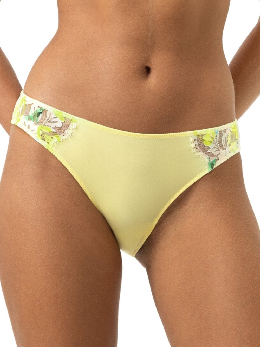 NEW Mey Amazing Lace Mini Slip Brief Panty 1320013 Sunny Honey Lemon Print 1752